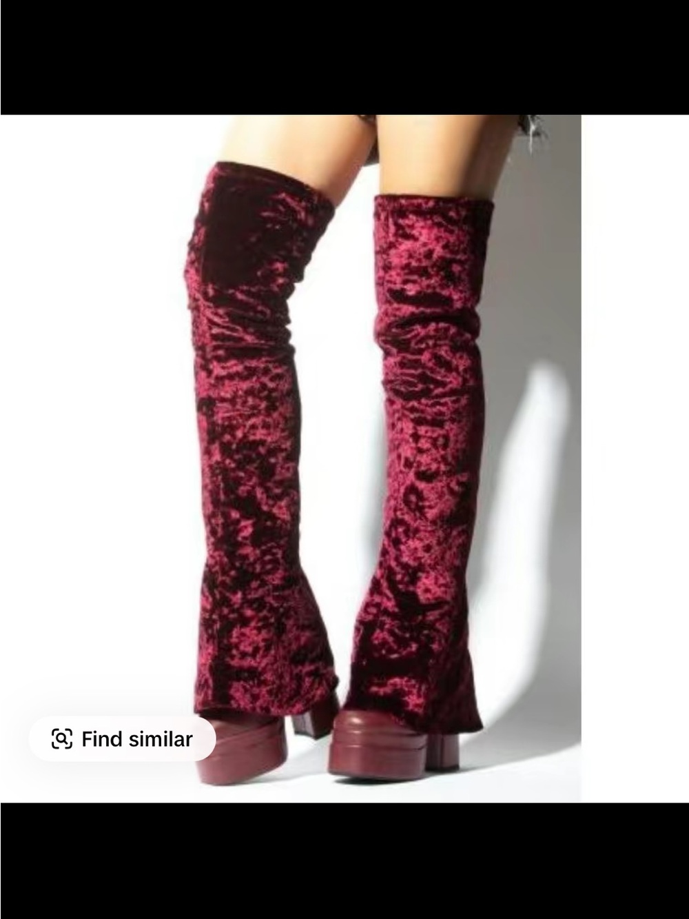 Women's Over-the-Knee Velvet Boots in Burgundy